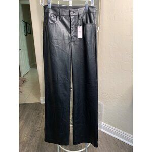 Express Wide Leg HR Buttery Soft Faux Leather Pants Size 4R Black RT10294